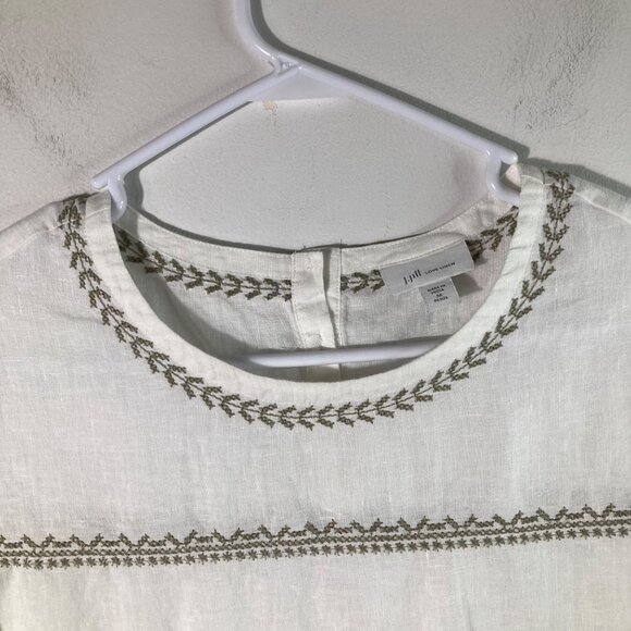 Womens J Jill Love Linen Linen Embroidered Striped Tunic 3/4 Sleeve MP - Picture 4 of 8